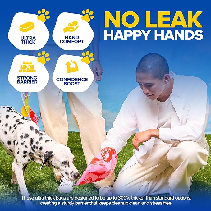 Dog Poop Bags Rolls 270 Count (18 Rolls) - 14" Long, Ultra-Thick, up to 300% Stronger Unscented Poop Dags for Dogs - Leak Proof Pet Waste Bags with 30% Plant-Derived Materials