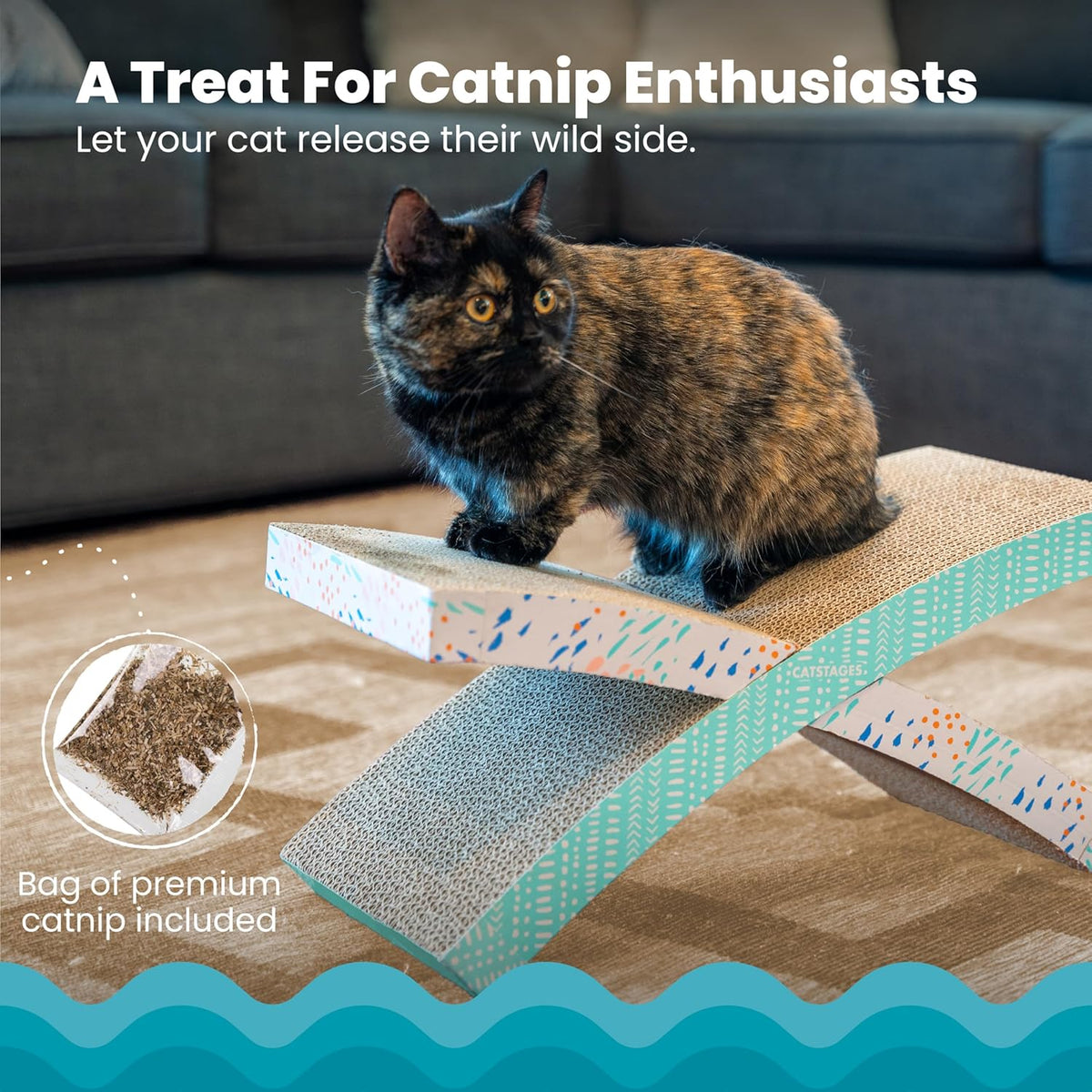 Catstages Easy Life Hammock Cat Lounger & Scratcher – Elevated Scratcher & Resting Spot for Cats, Comfortable & Multifunctional Design
