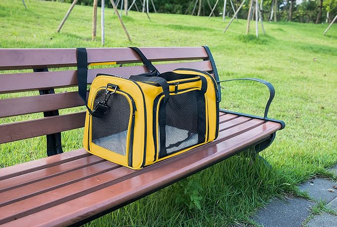Soft Sided Carrier for Small Medium Cats Dogs,TSA Airline Approved Collapsible Travel Pet Carrier (Medium, Yellow)