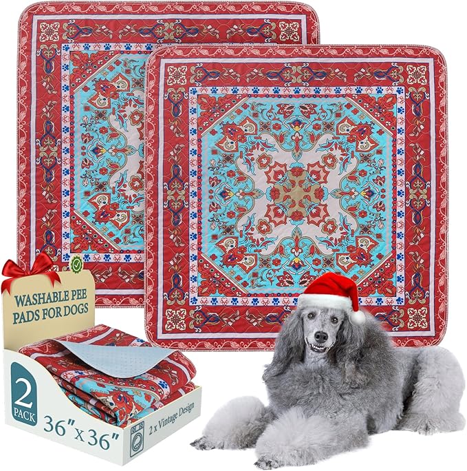Homimp Washable Pee Pads for Dogs, 2 Pack Reusable Puppy Pads Waterproof, Absorbent and Leakproof Dog Pee Pads, Non Slip Puppy Training Pads, Pet Mat for Floor, Crate, Couch, Whelping,Brown, 36"x36"