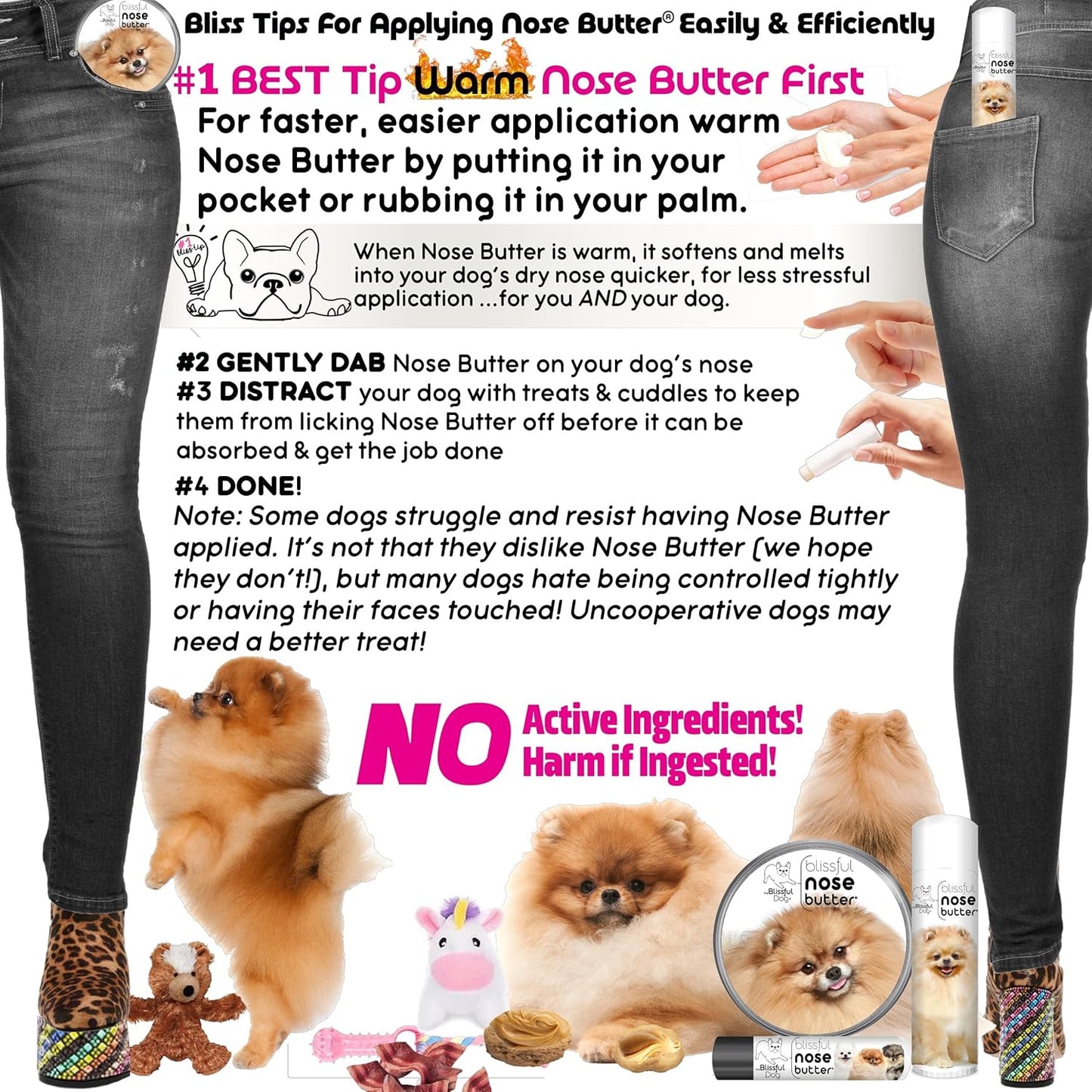 The Blissful Dog Pomeranian Nose Butter for Dry, Cracked Skin, Lick-Safe Dog Nose Balm with Moisturizing Shea Butter, Almond, Olive, and Essential Oils, Pet Supplies, Uncented, 8 oz.