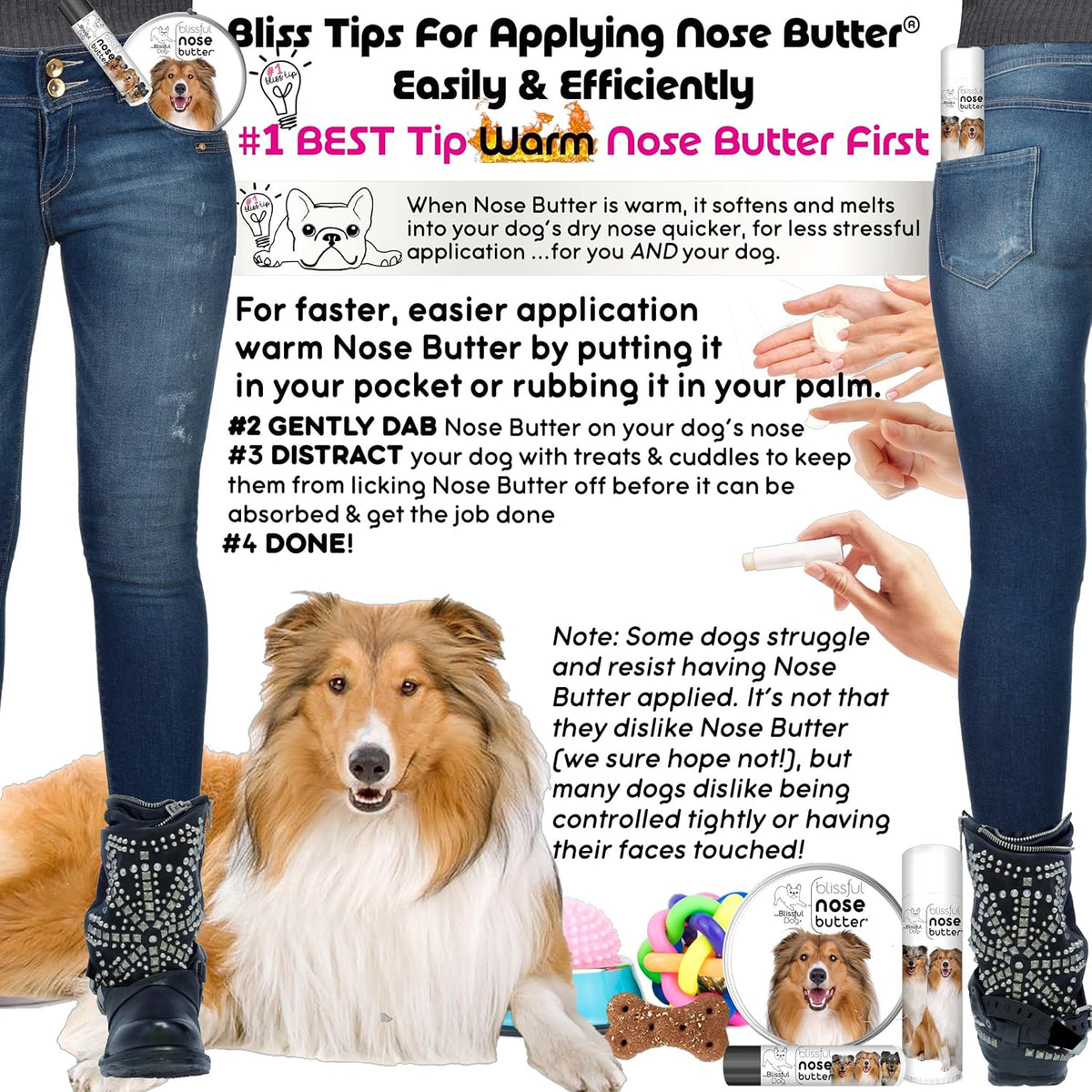 The Blissful Dog Collie Nose Butter for Dry, Cracked Skin, Lick-Safe Dog Nose Balm with Moisturizing Shea Butter, Almond, Olive, and Essential Oils, Pet Supplies, Uncented, 0.50 oz.