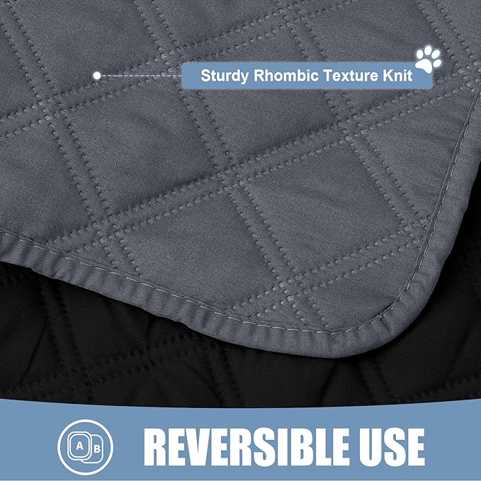 Smiry Waterproof Dog Bed Cover Pet Blanket, Soft Washable Dog Blanket for Furniture Bed Couch Sofa Reversible, Checkered (82"x120", Dark Grey/Black)
