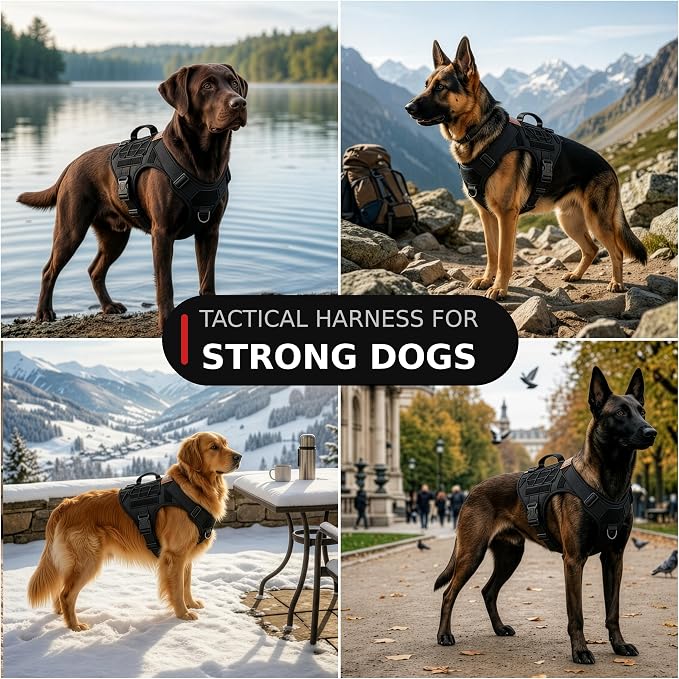 Tactical Dog Harness – No-Pull Military K9 Vest, MOLLE System, Front Clip & Padded Handle – Working Dog Vest for Training, Hunting, Camping & German Shepherd - Coyote Brown, Extra Large