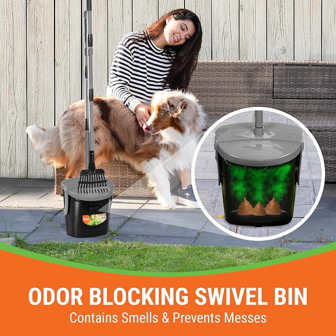 Pupzle Dog Pooper Scooper with Bag Attachment, 40" Long Handle Dog Scooper