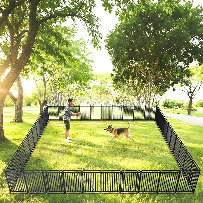 New Thickened Version Dog Playpen, 43 Inch Dog Fences for The Yard, Portable Outdoor Dog Playpen for Large/Medium/Small Dogs, Foldable Metal Dog playpen, with Doors (24 Panels, 43 Inch)