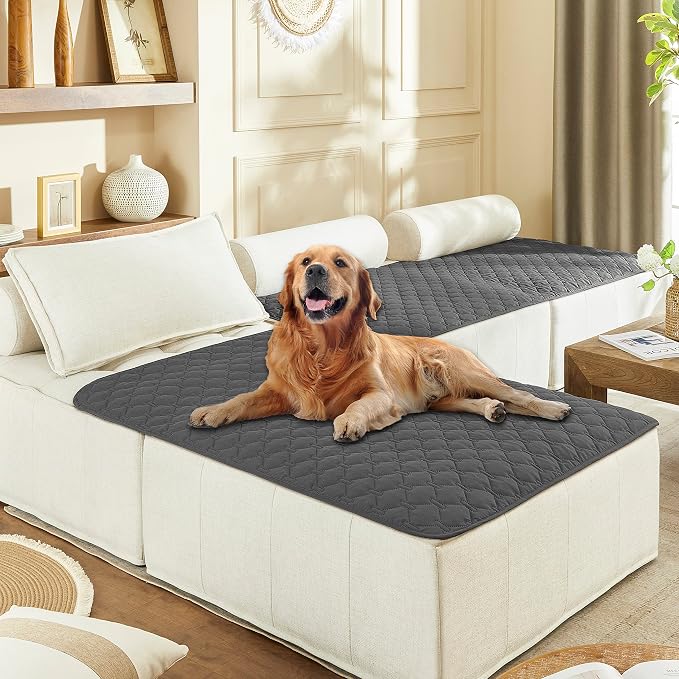 gogobunny 3X Stronger Waterproof Pet Blanket, Scratch Proof Furniture Protector for Dogs Cats, Reversible Cover 40x50 Inch, Dark Grey