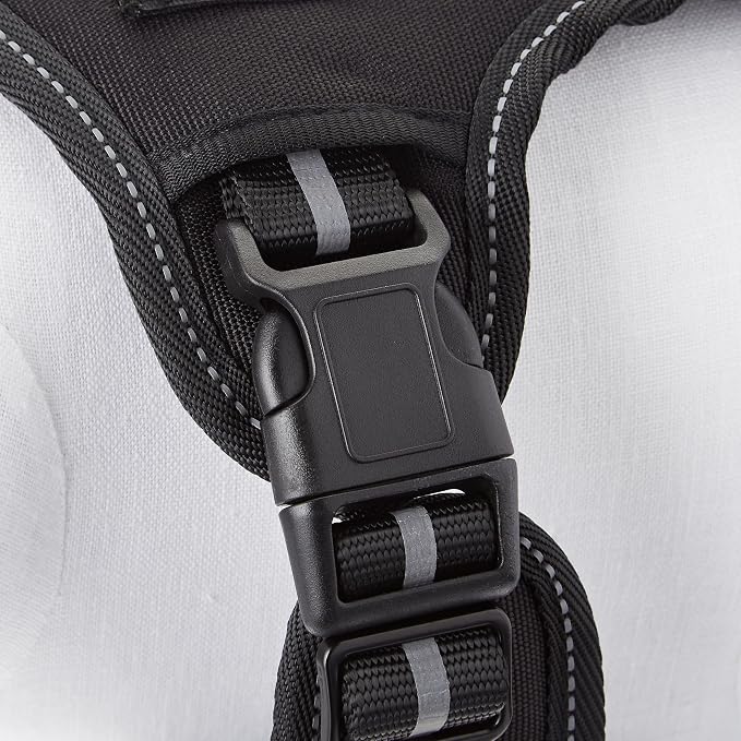 Amazon Basics No-Pull Dog Harness, Adjustable Front Clip, Tactical Vest, Escape Proof, Large, Black