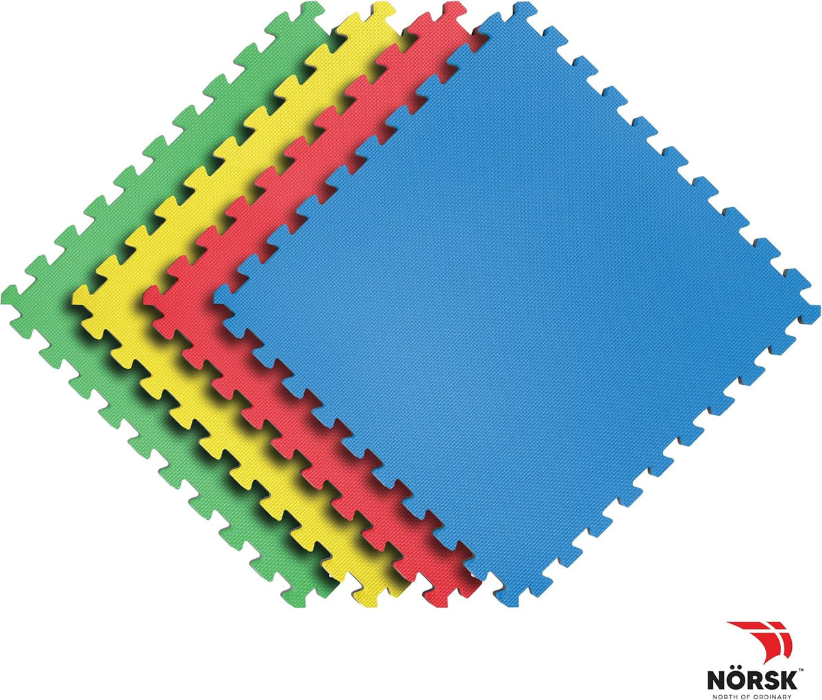 Norsk Reversible Kids Puzzle Play Mats 1/2" Thick EVA Interlocking Foam Tiles (Multicolor/Black 36 Tiles - 144 sq. Ft. 1/2" Thick)