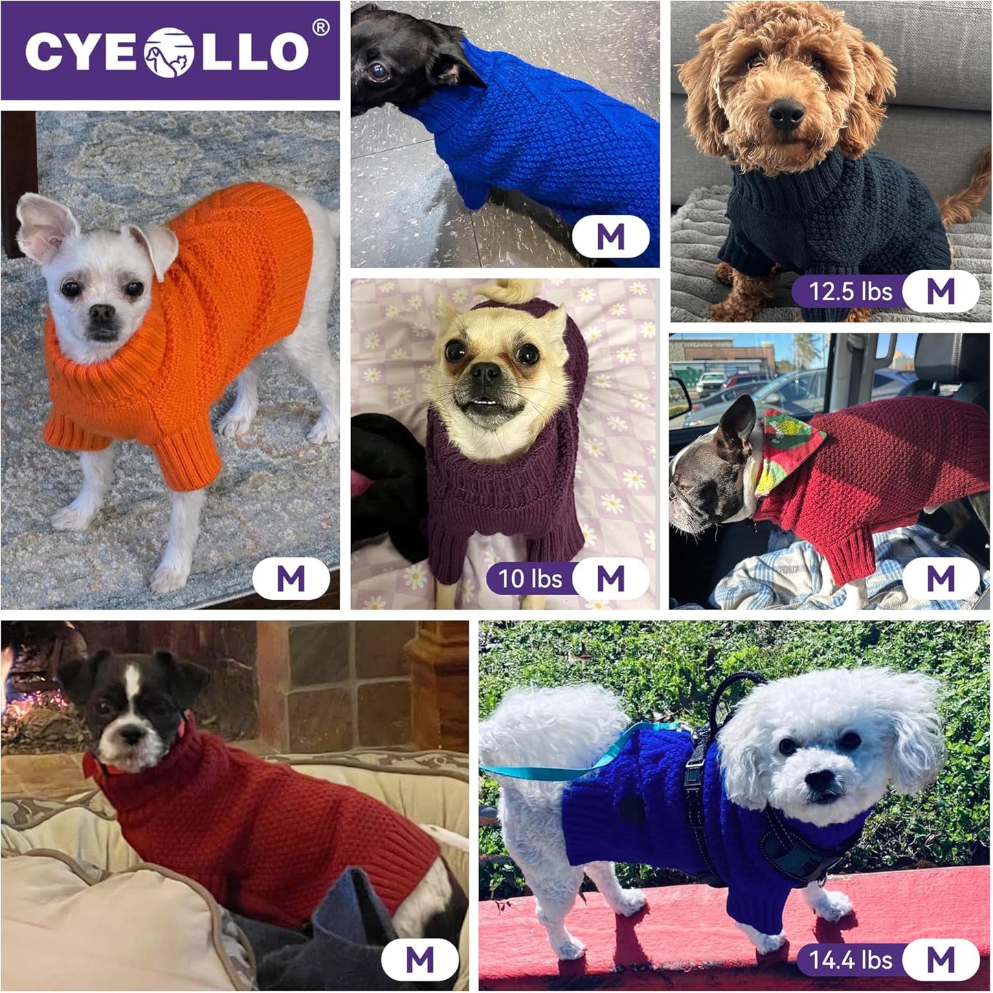 cyeollo Dog Sweater Pullover Turtleneck for Dogs, Classic Knitwear Fall Winter Cold Weather Dog Clothes Warm Pet Apparel Small Medium Large Dog Sweaters, Green M