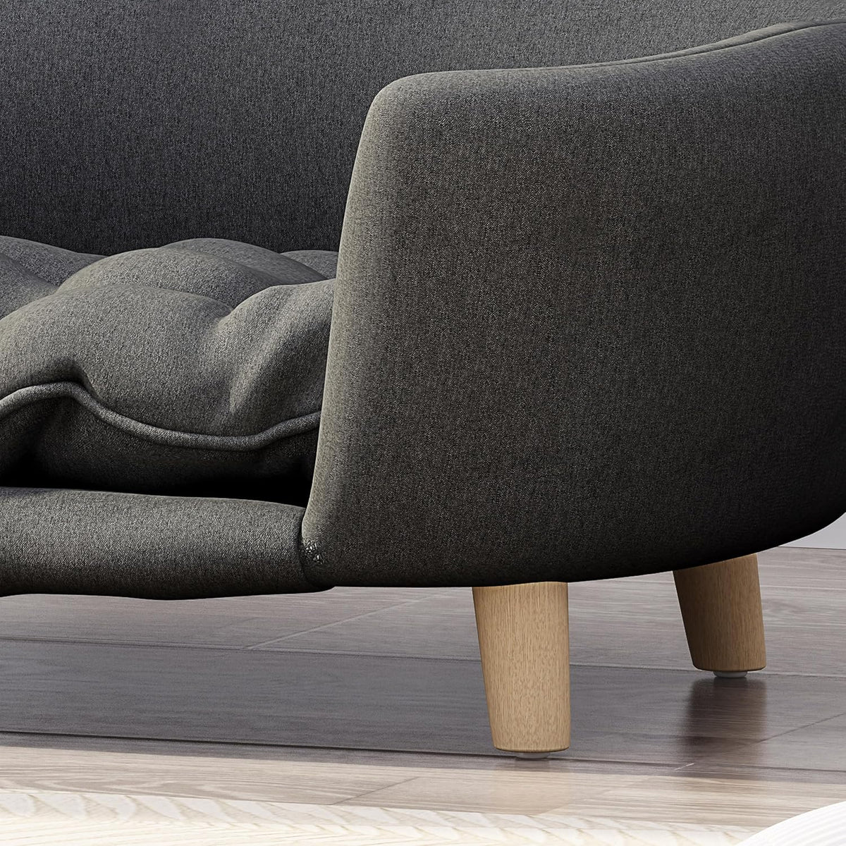 Christopher Knight Home Elroy Orthopedic Dog Bed, Elevated Dog Sofa Bed for Small Dog, Supportive Foam Pet Couch Bed with Wooden Legs, Modern Pet Sofa Bed, Dark Gray