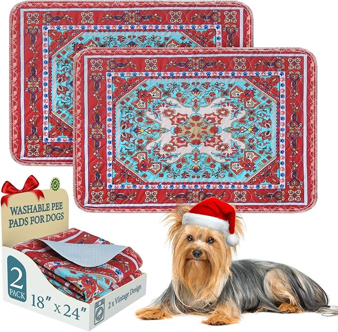 Homimp Washable Pee Pads for Dogs, 2 Pack Reusable Puppy Pads Waterproof, Absorbent and Leakproof Dog Pee Pads, Non Slip Puppy Training Pads, Pet Mat for Floor, Crate, Couch, Whelping,Brown, 18"x24"