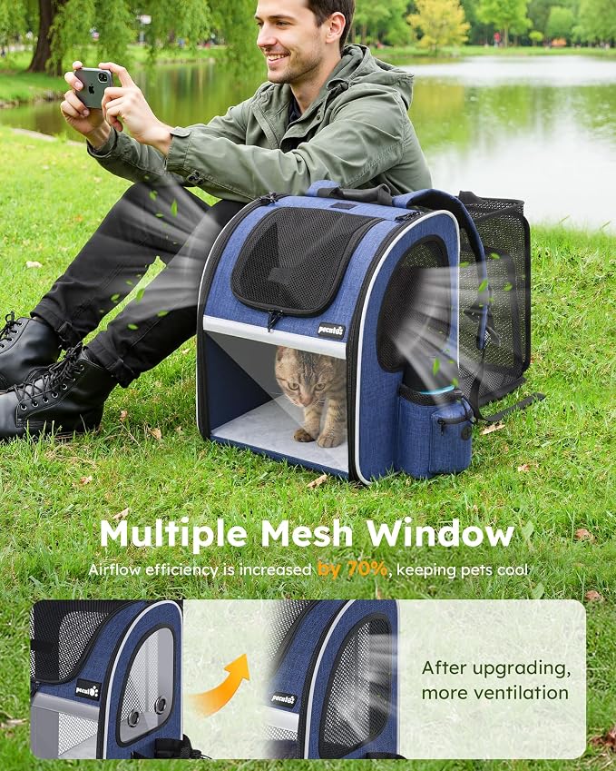 pecute Cat Backpack Visiable, Cat Carrier Expandable with Acrylic Window