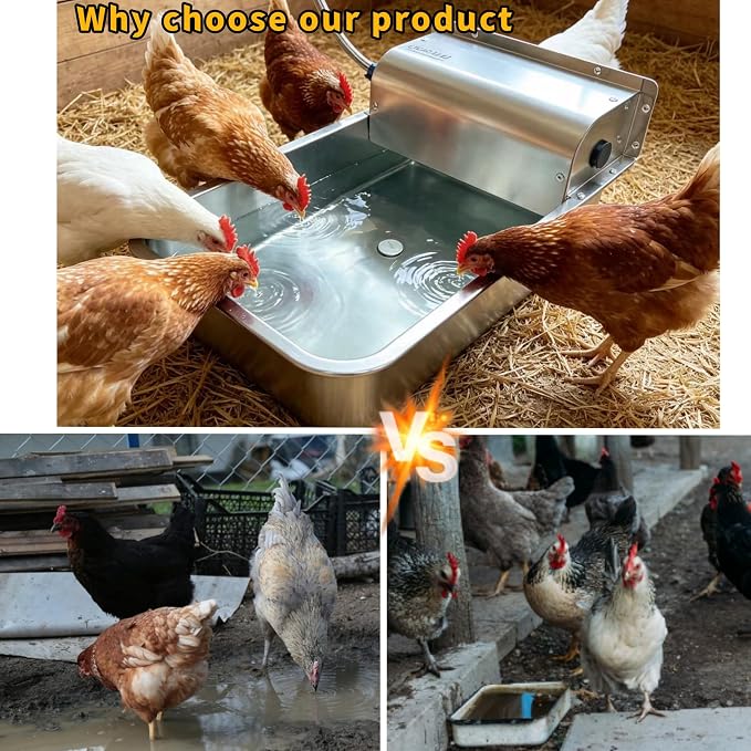 Automatic Dog Water Dispenser,Wide Mouth Design,Water Level Control | 11L Stainless Steel Outdoor Dog Water Bowl,with Float Valve Auto Refill for Dogs, Alpacas & Livestock,with 3/4" Brass Adapter