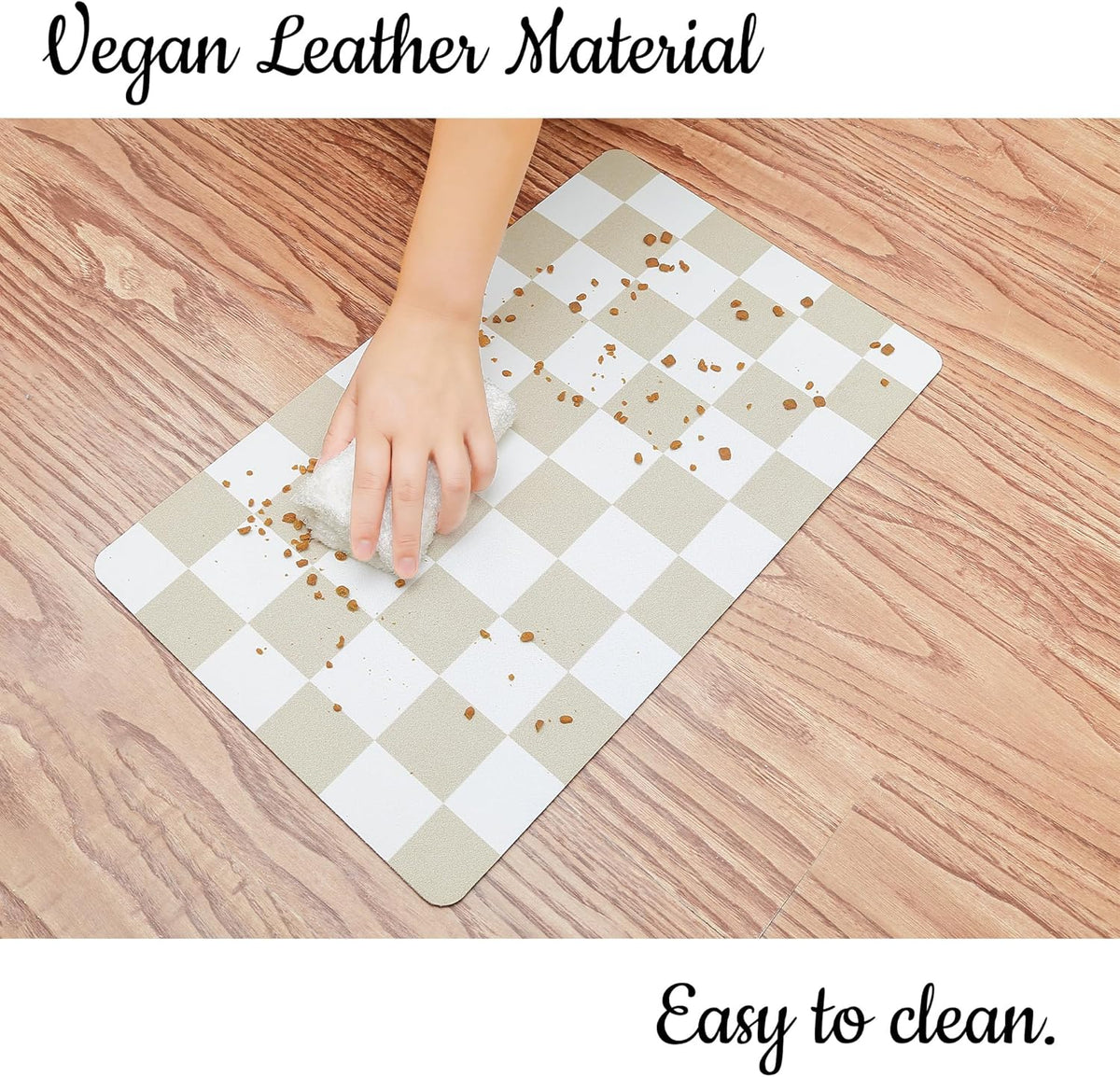 Ralxion Checkered Dog Feeding Mat, Absorbent Mats for Dog Food and Water Bowl, Dispenser, Retro Aesthetic Beige Khaiki Checkerboard Pet Placemat for Dogs, Cats, Puppy Accessories, 16" X 24”
