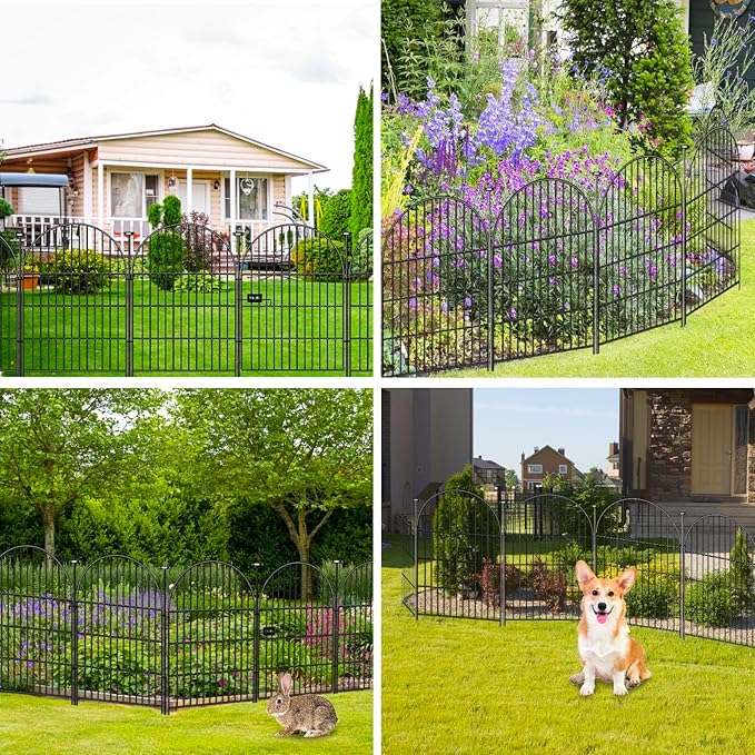Okaygardn Garden Fencing 36 Inch High with Gate, 14 Panels Garden Fence Total 30.6 Ft(L),No Dig Animal Barrier, Rustproof Metal Wire Garden Fences and Borders for Dogs, Rabbits, Flower Bed Fencing