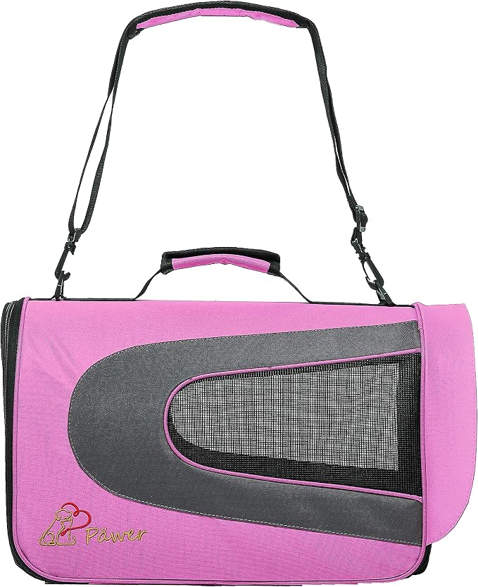 Pawer 18” x 11”x 11” Soft-Sided Foldable Airline Approved Pet Carrier for Cat, Puppy and Small Dog, Washable 600D Oxford Fabric, with Handle and Strap for Carry, Multiple Colors Available