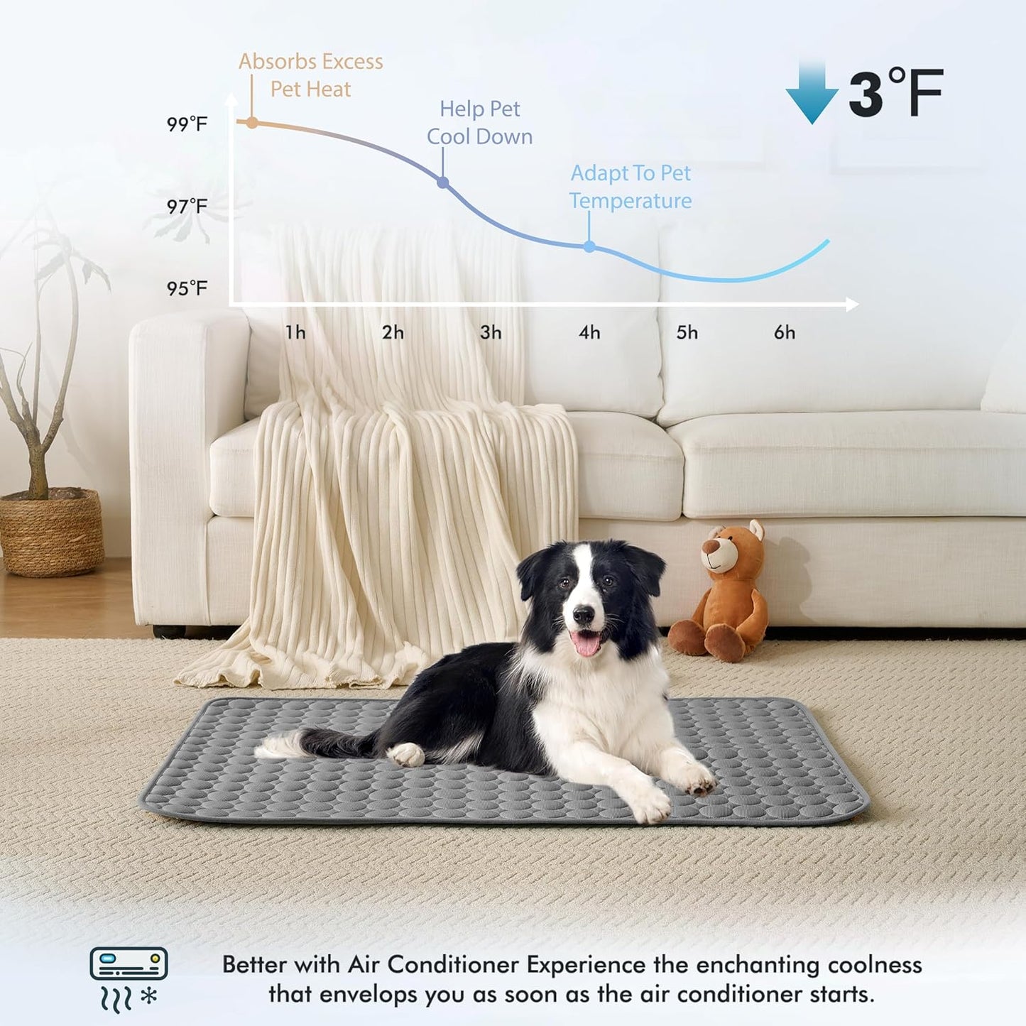 MICROCOSMOS Summer Cooling Mat & Sleeping Pad- Water Absorption Top, Materials Safe, Easy Carry, EZ Clean. Keep Cooling for Pets, Kids and Adults.(Drak Grey, 36" x36")