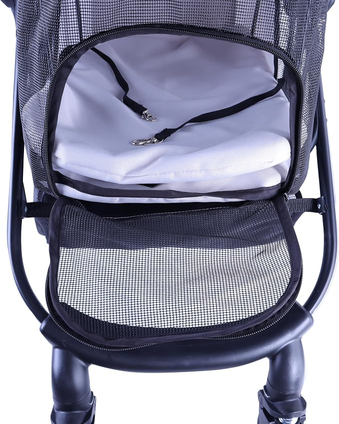Front Full-Window pet Stroller with Detachable Carrier,4 Wheels for Cats & Dogs, with Storage Basket,Cup Holder, Travel Puppy/Cats Stroller.