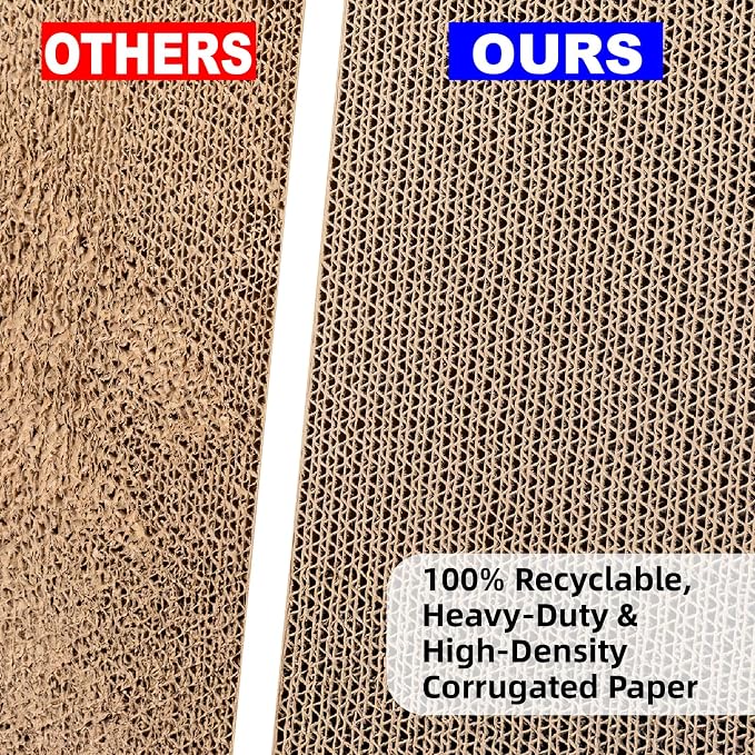 26.8 Inch Cat Scratching Post, Premium High Density Cardboard Cat Scratcher, Reinforced Durable Scratching Pad with Catnip Toy Ball for Indoor Cats