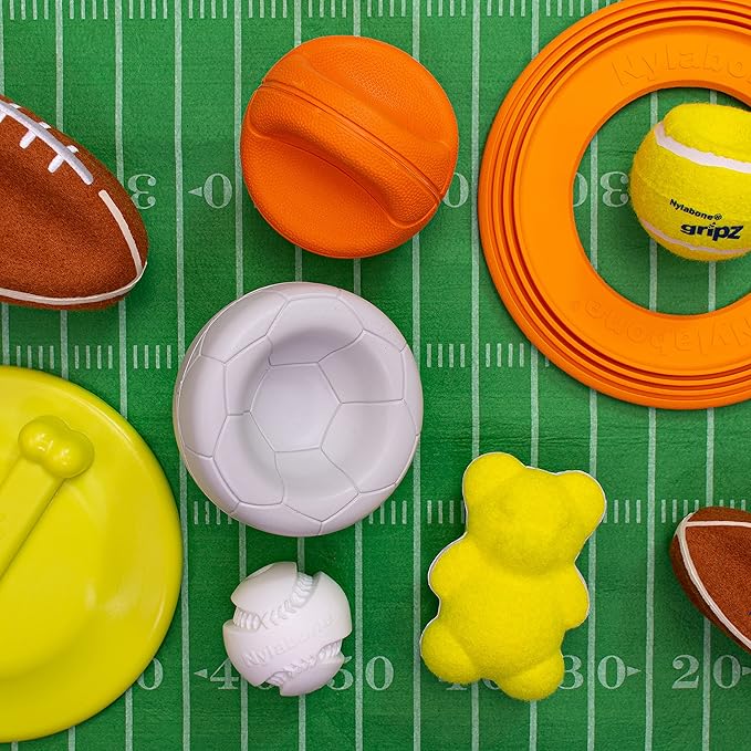 Nylabone Power Play Tennis Ball Teddy Bear Gripz Felt Rubber Fetch Toy, Squeaky Toys for Dogs, Medium (1 Count)