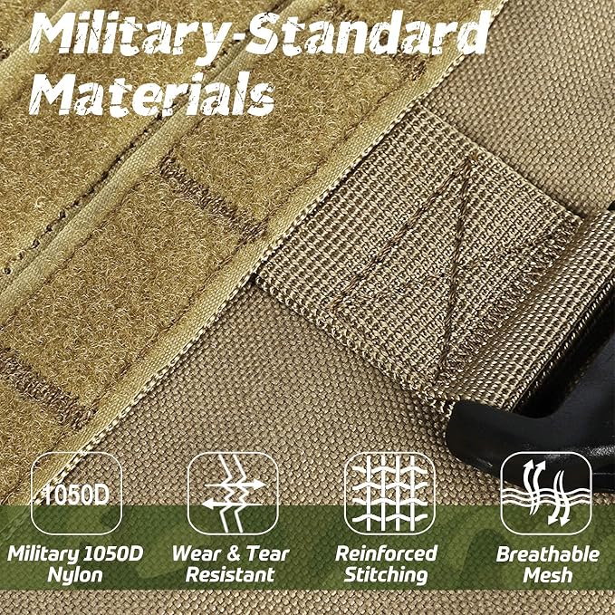 rabbitgoo Tactical Dog Harness X-Large, Heavy Duty Military No Pull Vest | Sturdy Metal Buckles, 5 Adjustments, Molle System, Powerful Pullers for Training, Hunting, Outdoor, Brown, X-Large
