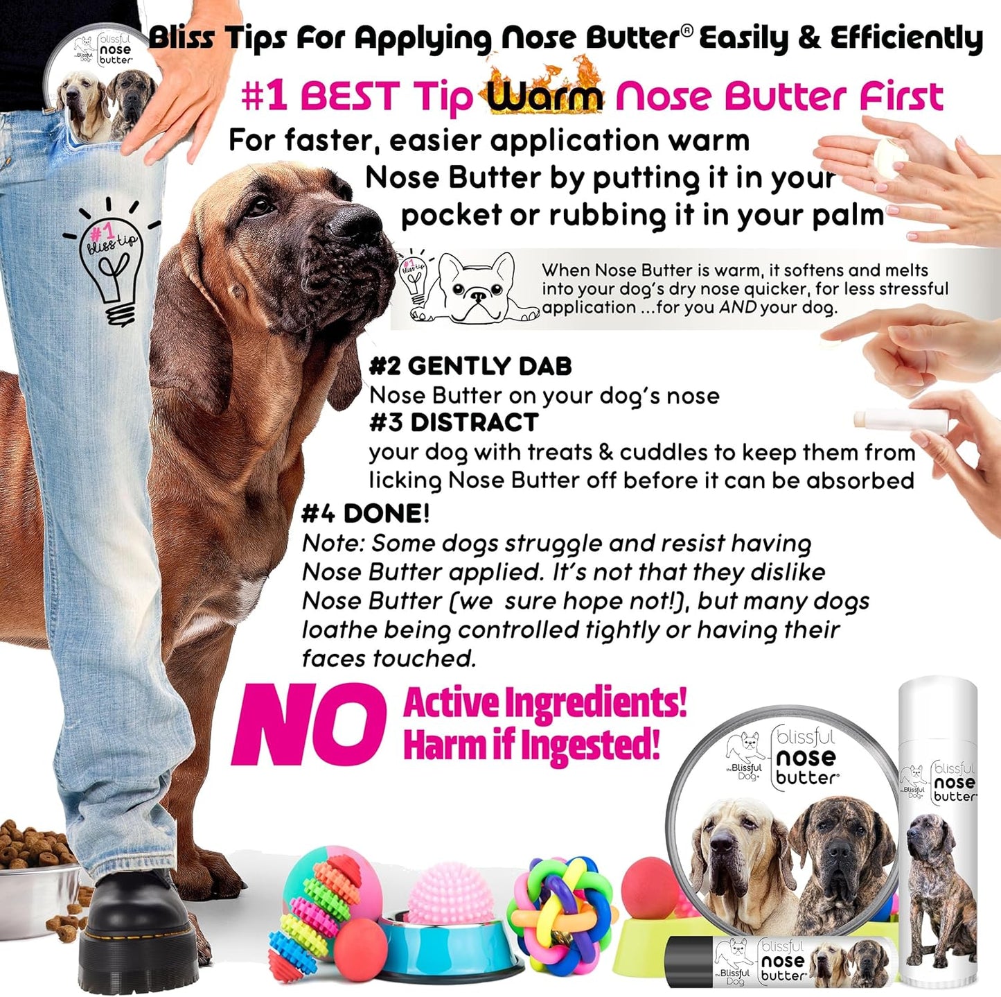 The Blissful Dog Fila Brasilerio Unscented Nose Butter - Dog Nose Butter, 4 Ounce,0.50 Ounce