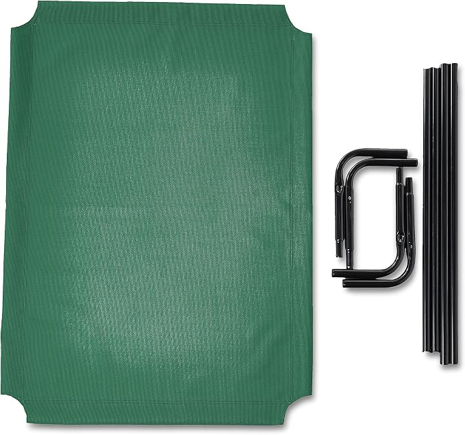 Amazon Basics Cooling Breathable Elevated Dog Bed with Metal Frame for Large Dogs, 51" x 31" x 8", Green, Easy to Assemble
