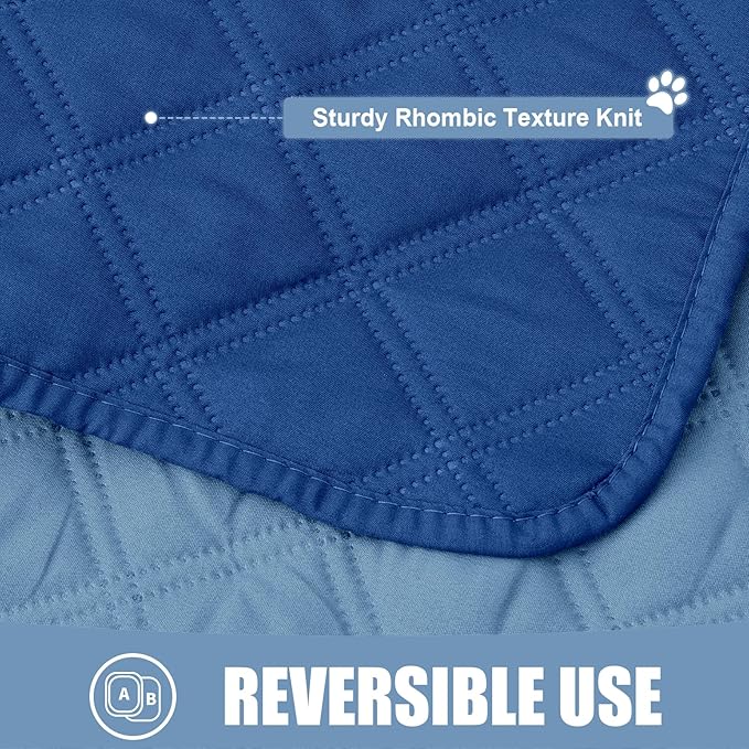 Smiry Waterproof Dog Bed Cover Pet Blanket, Soft Washable Dog Blanket for Furniture Bed Couch Sofa Reversible, Checkered (82"x102", Navy/Blue)