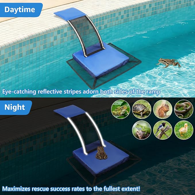 Fayoo 2PCS EVA Pool Animal Escape Ramp with Reflective Strips, Frog Saver Log for Swimming Pool, Critter Escape Device for Frog, Toad, Lizard, Chipmunk, Small Animal Saver for Pool, Spa and Pond