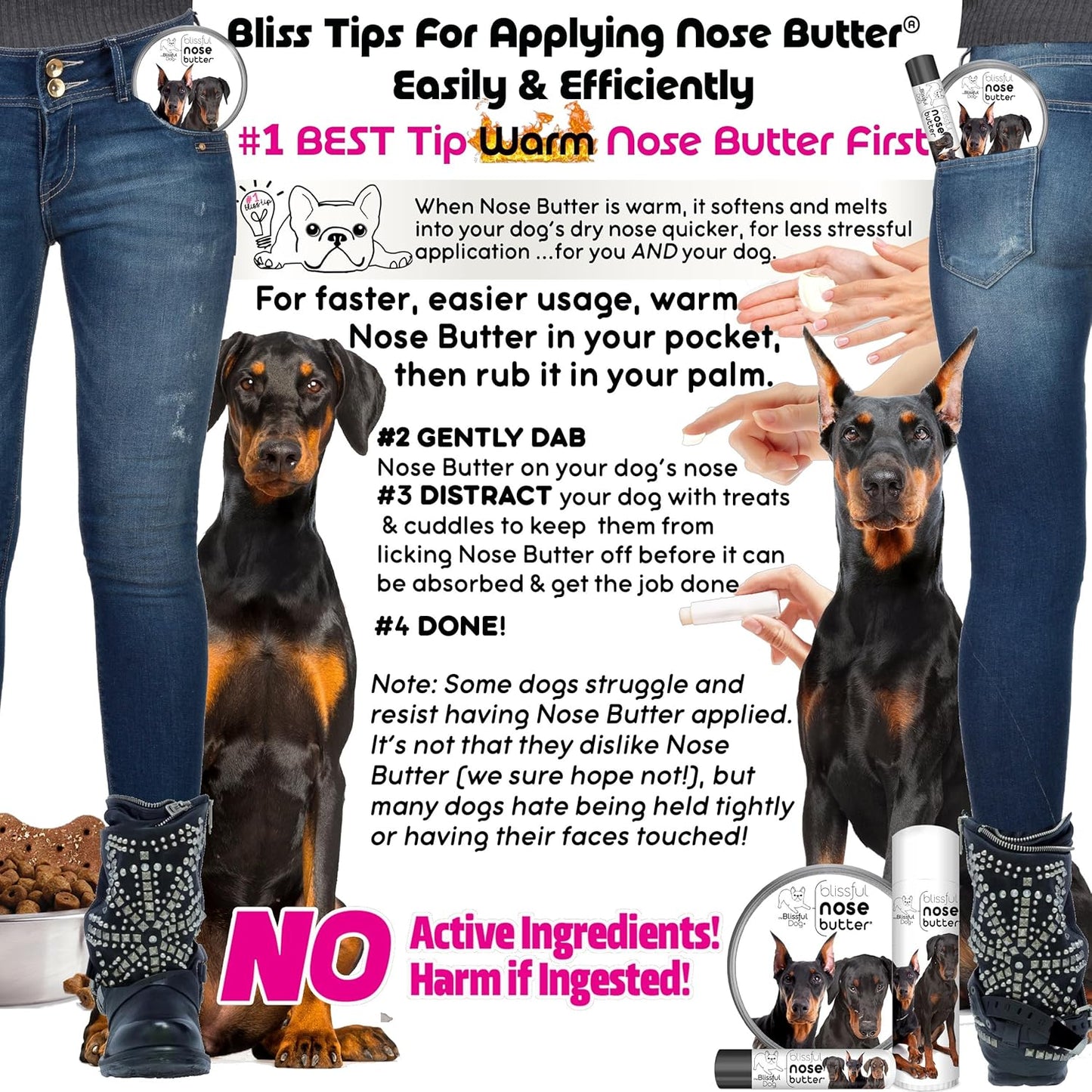 The Blissful Dog Doberman Unscented Nose Butter - Dog Nose Butter, 0.15 Ounce