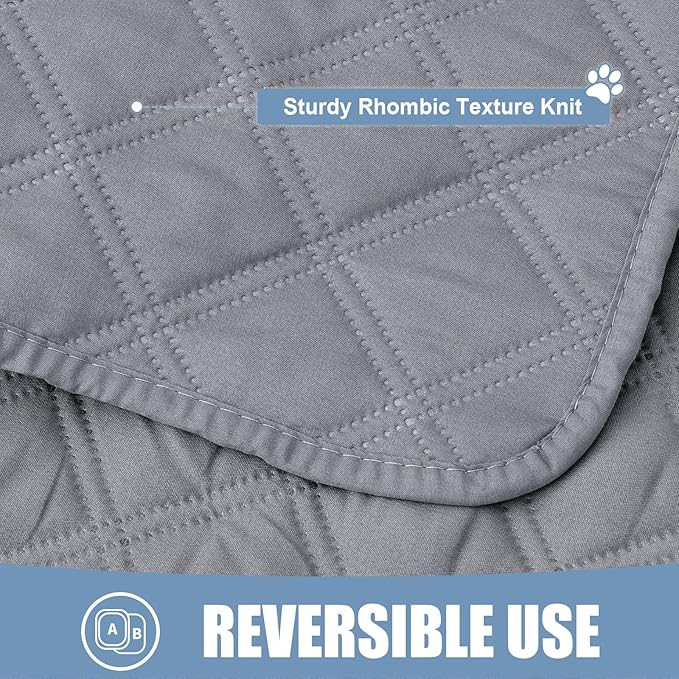 Smiry Waterproof Dog Bed Cover Pet Blanket, Soft Washable Dog Blanket for Furniture Bed Couch Sofa Reversible, Checkered (52"x82", Grey/Grey)