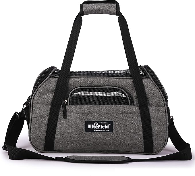 EliteField Soft Pet Carrier (3 Year Warranty, Airline Approved) Soft Sided Dog Puppy Cat Carrier Travel Bag (X-Large: 21" L x 12" W x 13" H, Charcoal Gray)