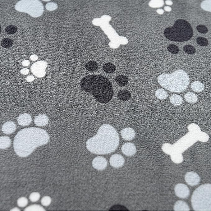 Dog Blanket Paw Bone Pattern 1 Pack 2 Super Soft Warm Flannel Sofa Cover Car Bed Protector, Urine Proof Washable Outdoor Pet Blanket for Puppy Large Dogs & Cats,60"*50" Grey