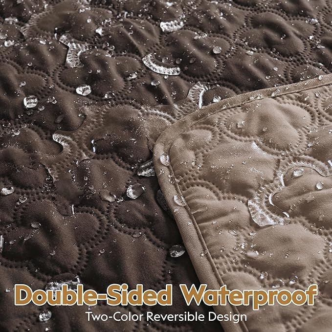 Waterproof Dog Blanket, Couch Cover for Dogs Washable, Reversible Dog Bed Cover, Couch Furniture Protector. (Dark＆Light Brown, 40 X 50 Inch - 1 Pack)