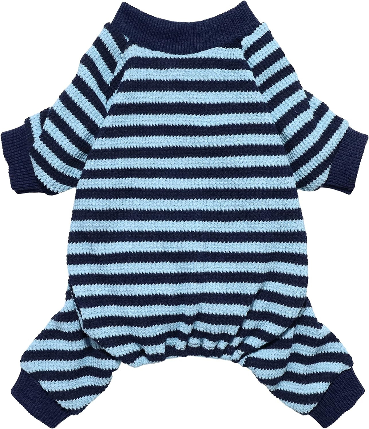 Fitwarm Blue and White Striped Dog Pajamas, Waffle Dog Clothes for Small Dogs Girl Boy, Puppy Onesie with Feet, Pet Cat Outfit, XXL