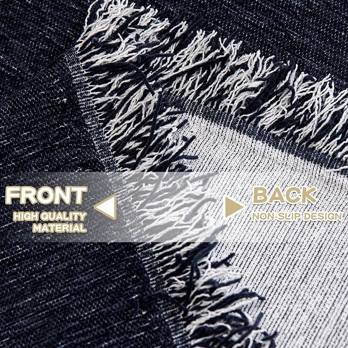 MYSKY HOME Sofa Covers Love Seat Couch Covers Couch Covers for Reclining Couches Couch Cover Sectional Washable Couch Cover with Tassels Sofa Protector for Kids, Dogs, Pets, 71"x118", Navy Blue