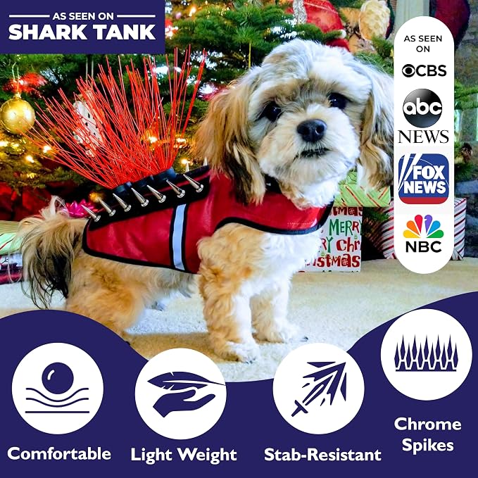 CoyoteVest SpikeVest Dog Harness, Made in the USA, XS-Turquoise | Stab-Resistant Protective Vest | Coyote Vest for Dogs | Defends Against Coyotes, Dogs, Birds of Prey | Reflective Safety