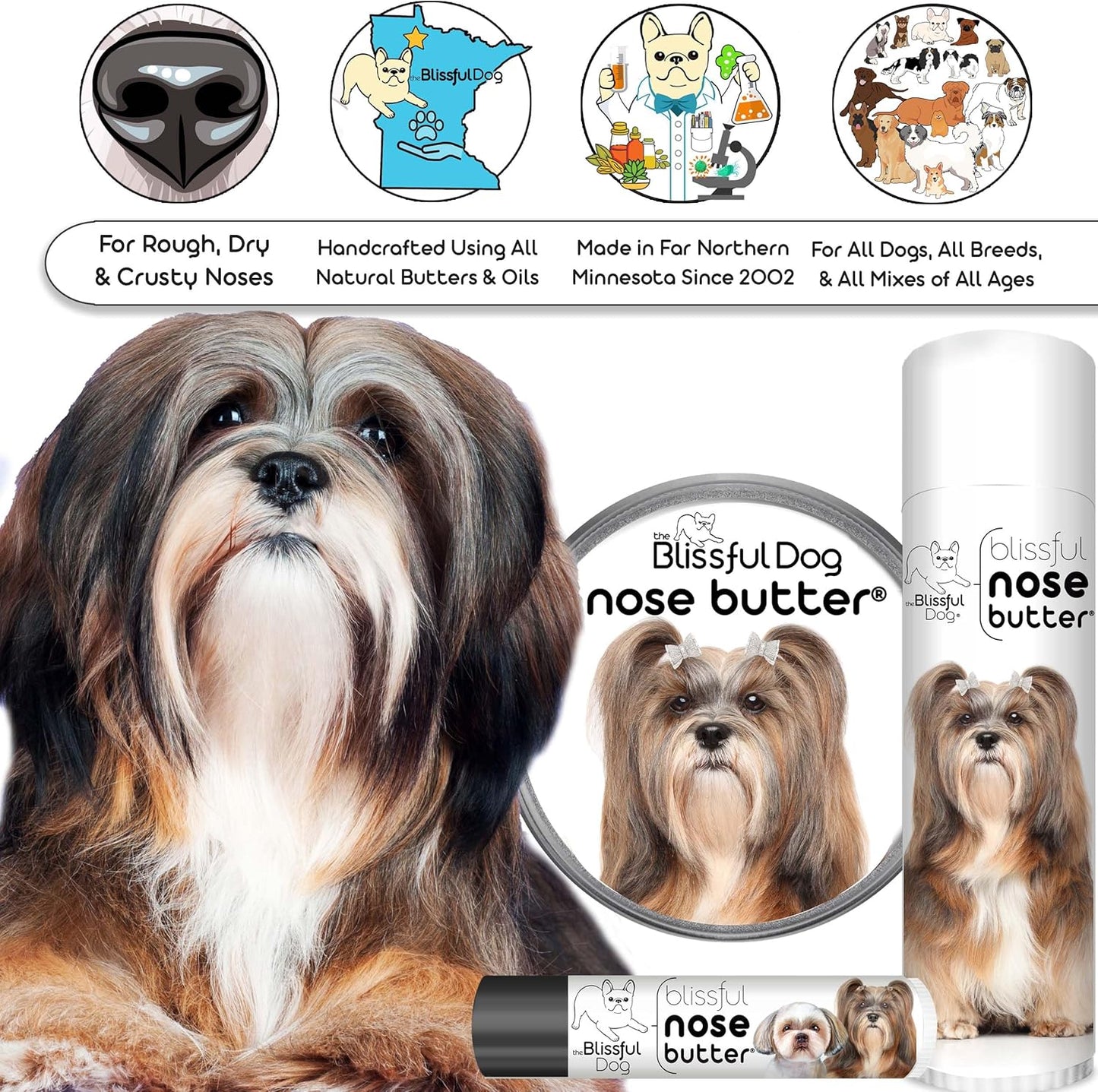 The Blissful Dog Lhasa Apso Unscented Nose Butter - Dog Nose Butter, 16 Ounce