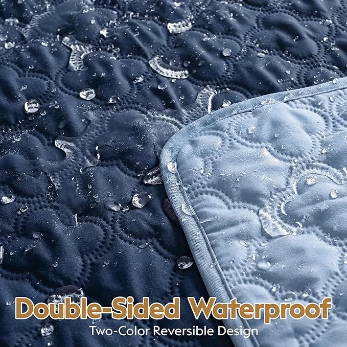 Waterproof Dog Blanket, Couch Cover for Dogs Washable, Reversible Dog Bed Cover, Couch Furniture Protector. (Dark＆Light Blue, 40 X 50 Inch - 1 Pack)