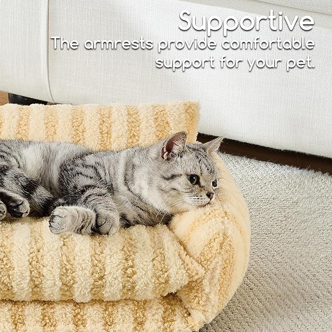 Hollypet Cat Bed Small Dog Orthopedic Couch Beds for Pets up to 13 lbs | Fluffy Multifunctional Double-Layer Warming Kitten Pet Couch Orthopedic Beds with Machine Washable Cover and Non-Slip Bottom