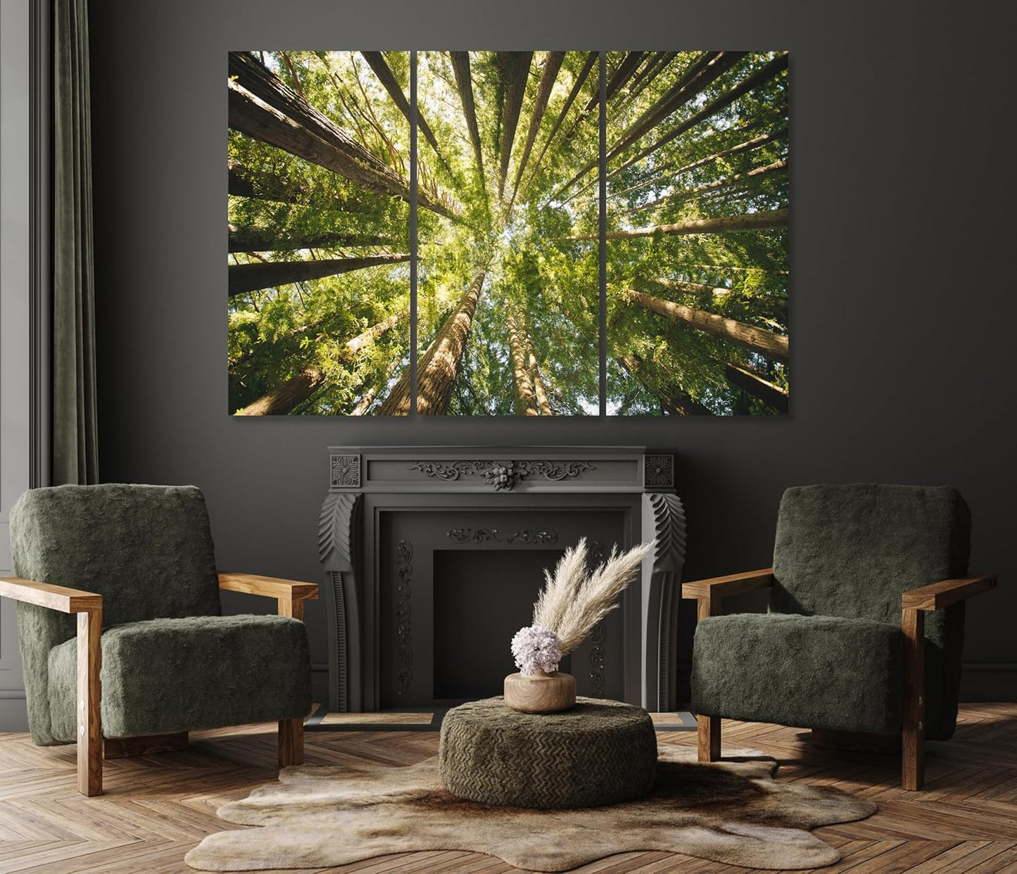 Nature Wall Art Prints - Ocean Forest Mountain Lake Canvas Landscapes - Small to Extra Large Living Room Bedroom Kitchen Bathroom Décor (Serenity in the Forest, 39L" x 59W" - 3 Panels)