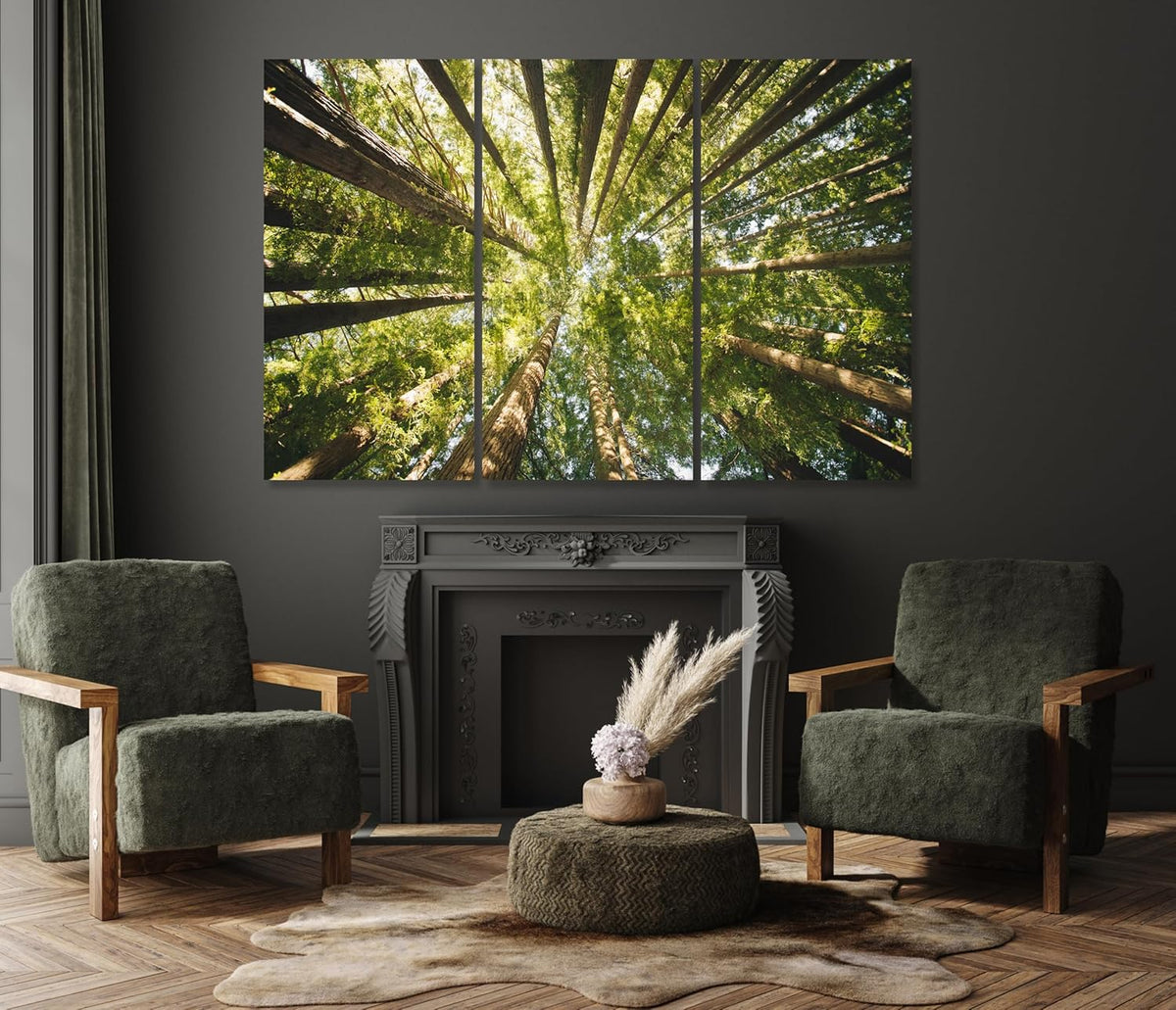 Nature Wall Art Prints - Ocean Forest Mountain Lake Canvas Landscapes - Small to Extra Large Living Room Bedroom Kitchen Bathroom Décor (Serenity in the Forest, 47L" x 71W" - 3 panels)