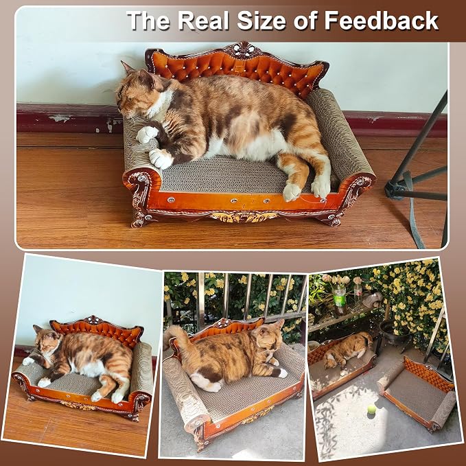 COOZMENT Sofa Shaped Scratching Couch,Thick Scratching Cardboard, Lounge Bed for Indoor Rest&Play, Sofa Scratcher Pad (21.2" L X 12.2 "W X 11.8" H)