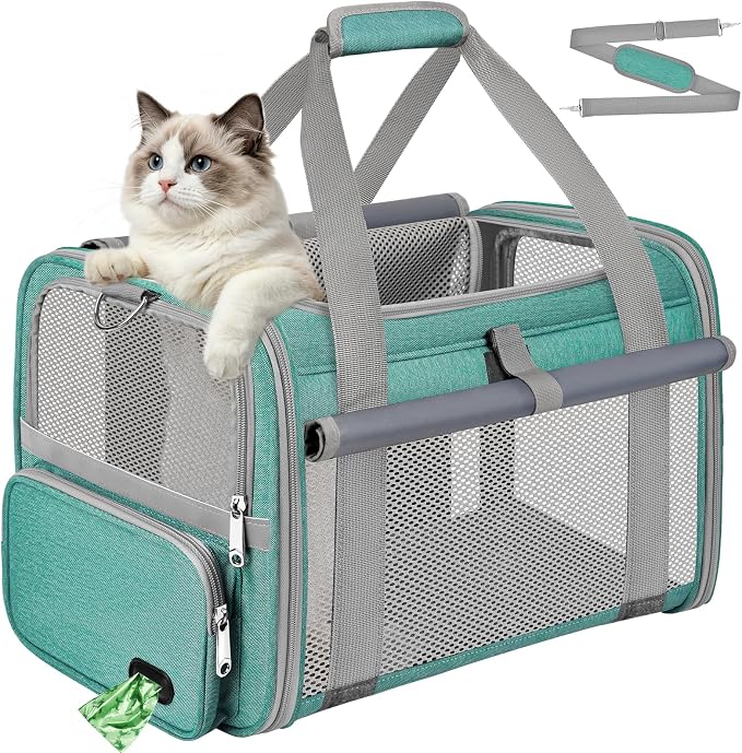 Soft Cat Carrier for Pets Up to 20 Lbs, Collapsible Cat Carrier Bag with Privacy Curtains, Airline Approved Small Pet Carrier for Small Medium Cats Dogs Puppy, Washable Soft Pet Travel Bag Dog Carrier