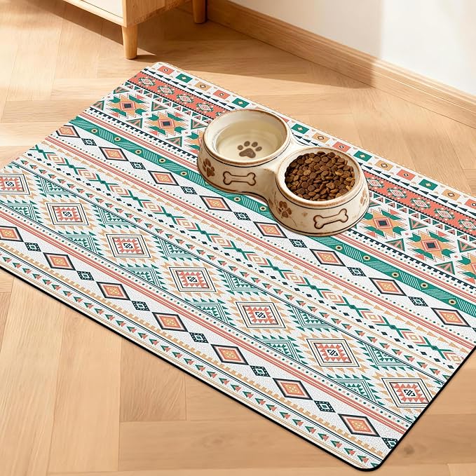 Pet Feeding Mat for Floors Waterproof Dog Mat for Food and Water Absorbent Quick Dry Non Slip mat for Cat Bowls