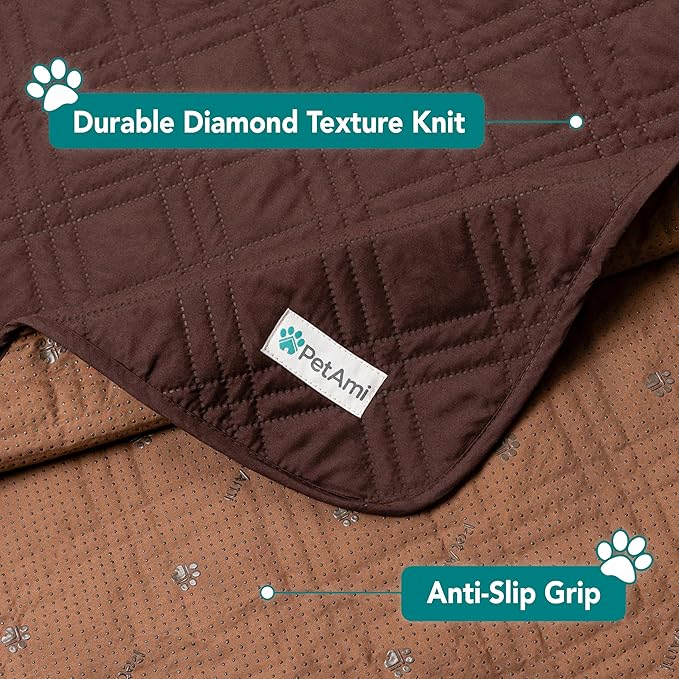 PetAmi Waterproof Bed Cover for Dogs, Waterproof Pet Blanket Couch Cover, Reversible Furniture Cover Sofa Protector for Pet Cat Bed, Washable Waterproof Blanket Dog Cover for Couch Seat, 102x82 Brown