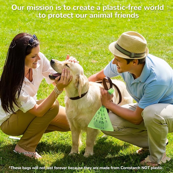 Tear-Free Biodegradable Dog Poop Bags, 240 Compostable Pet Waste Bags Rolls, Plant-Based & Plastic-Free, Extra Thick Leakproof, Unscented, ASTM D6400 & EN 13432 Compliant,Light Green