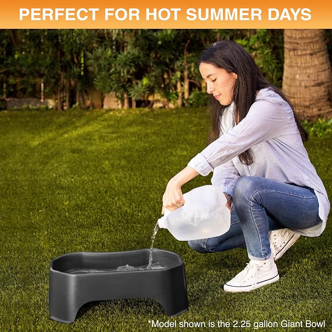 Neater Pet Brands Extra Large Water Bowl for Dogs, Outdoor Dog Water Bowl (1.25 Gallon XL Capacity), Big Trough Style Food Dish for Indoors or Outside, No Spill Large Dog Bowls, Midnight Black