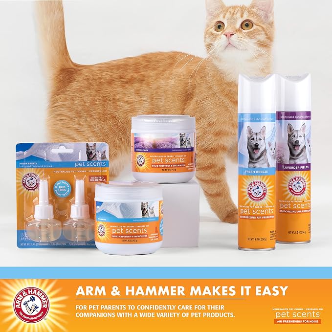 Arm & Hammer Pet Scents Gel Odor Eliminator, Baking Soda Deodorizer for Pet Rooms, Litter Box Areas, and Indoor Spaces, Long-Lasting Solid Gel Format, Fresh Breeze Scent, 15 Oz